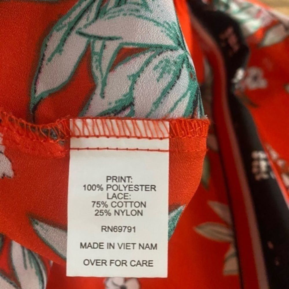 Anthropologie Fig and Flower Floral Blouse - Orange, Black, Green - Picture 7 of 8